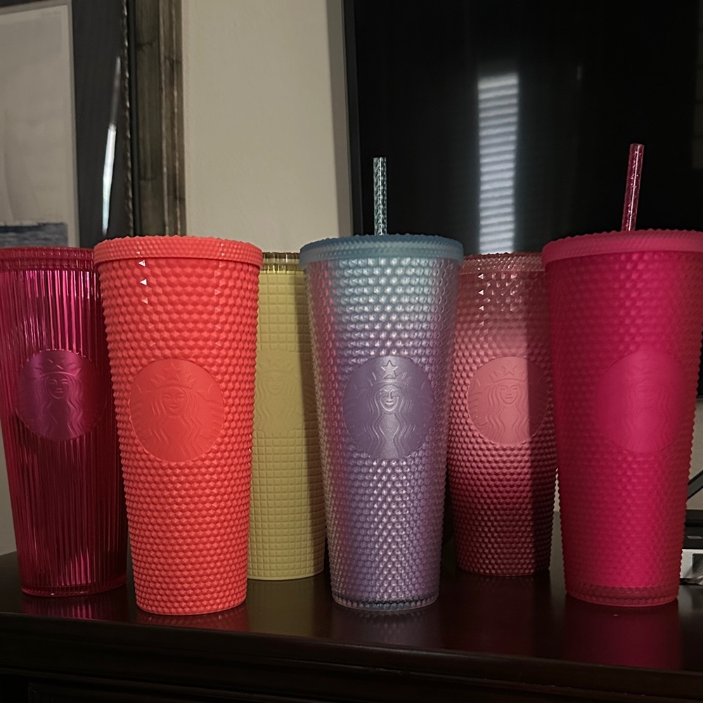 NEW 6 Starbucks Colorful Tumbler Set NWT dragonfruit magenta meadow ombré coffee